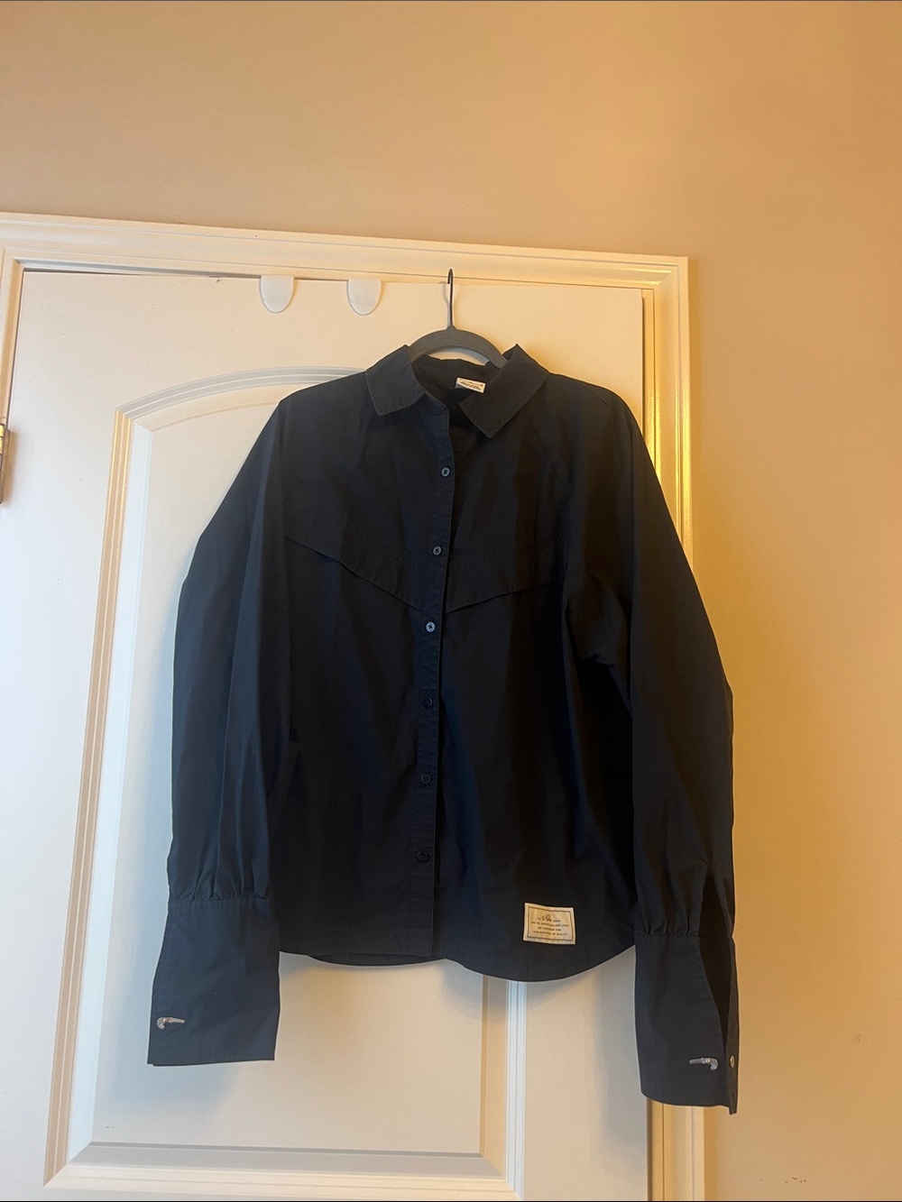 Nike Black Button-Down Shirt with Patch Detail